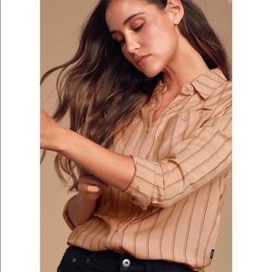 Button up salmon/ Brown Shirt